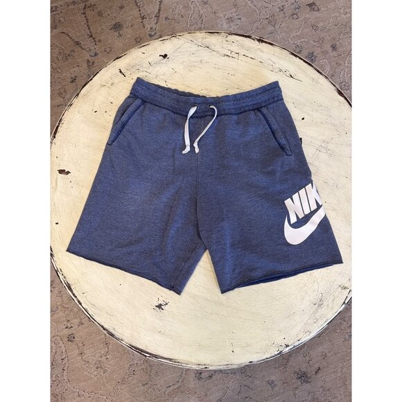 Nike Men's Blue Sportswear Fleece Shorts Size M Cotton Blend With Elastic Waist - Picture 1 of 9